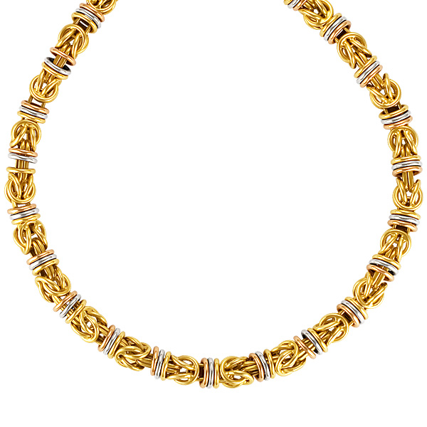 Italian 18k yellow gold necklace in smooth puzzle design image 1