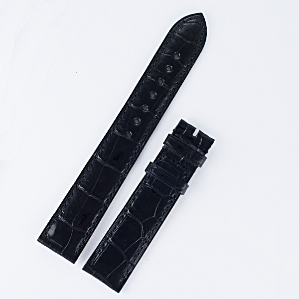 Boucheron Reflet black alligator strap (18x16) 18mm by lug end 16mm by buckle, 4.5" long 3.5" short image 1
