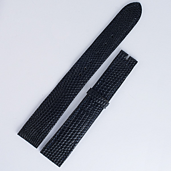 Cartier black lizard strap (17x14) 17mm by lug end 14mm by buckle 3.5" short 4.75" long image 1