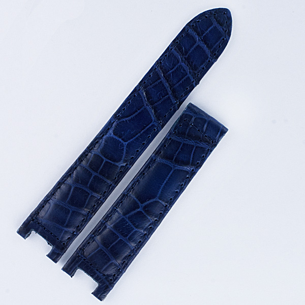 Alligator royal blue leather strap (17x16) 17mm by lug end 16mm by buckle, 3" short piece, 4" long image 1