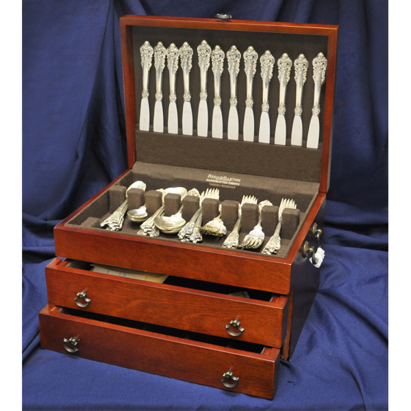 Wallace "Grande Baroque" Sterling Silver Flatware Set. 5 pc settings for 12 - 60 total pcs image 1