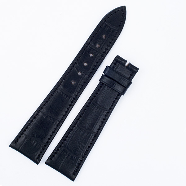 Jaeger-LeCoultre black alligator strap 21mm x 16mm long end 4.5" & short 3.25" for tang buckle image 1