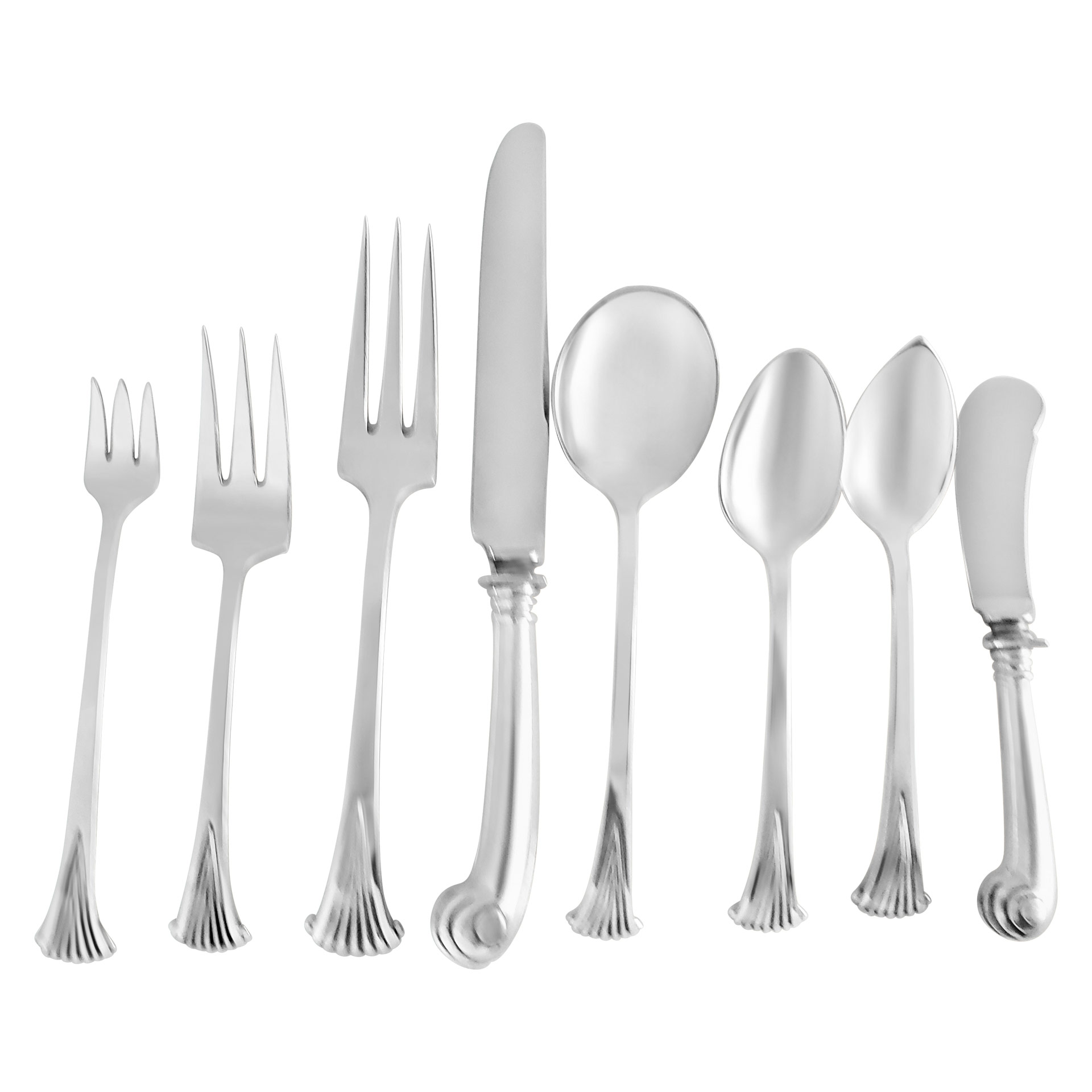 "ONSLOW" Sterling Silver Flatware Set by Tuttle, patented in 1973. 8 place Setting for 12 + 10 Serving Pieces- Over 3800 grams of sterling silver- image 1