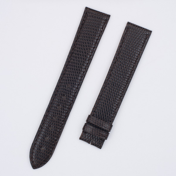 Cartier dark brown strap lizard (17.5 x 16) long end 4.5" & short end 3 1/4" for tang buckle image 1