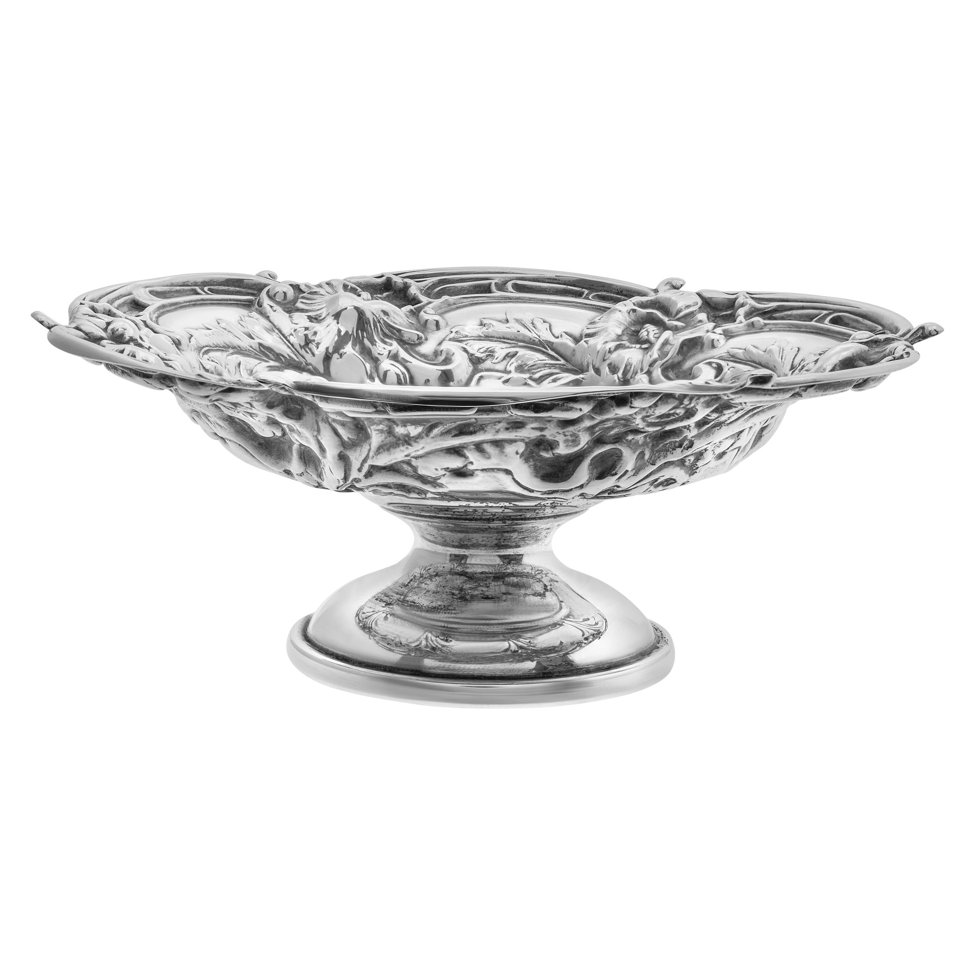 "Les Cinq Fleurs" patented in 1900 by Reed & Barton, sterling silver bon bon dish. image 1