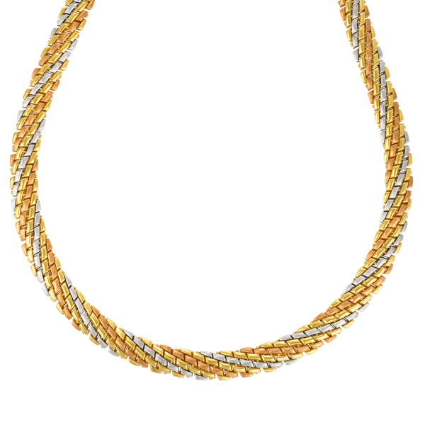 Tri-color gold  (white, rose, and yellow gold) necklace image 1