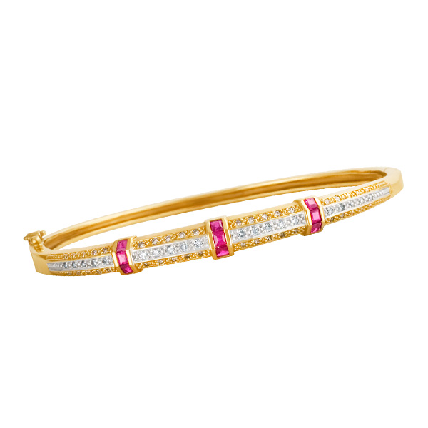 Diamond & ruby bangle in 18k white & yellow gold image 1
