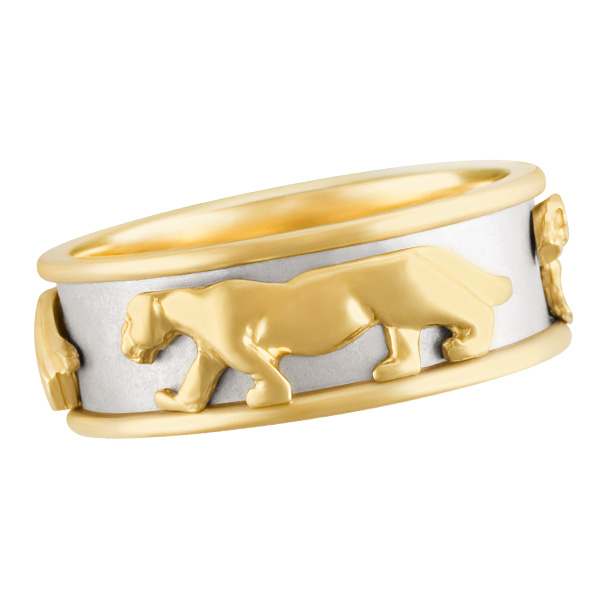 Panther ring in 14k white & yellow gold. Size 6.5 image 1