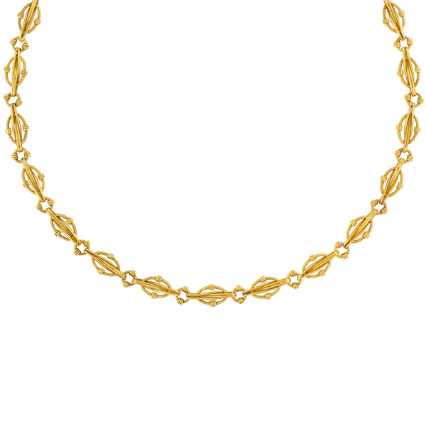 Flattering necklace with "mechanic" links In 18k yellow gold. image 1
