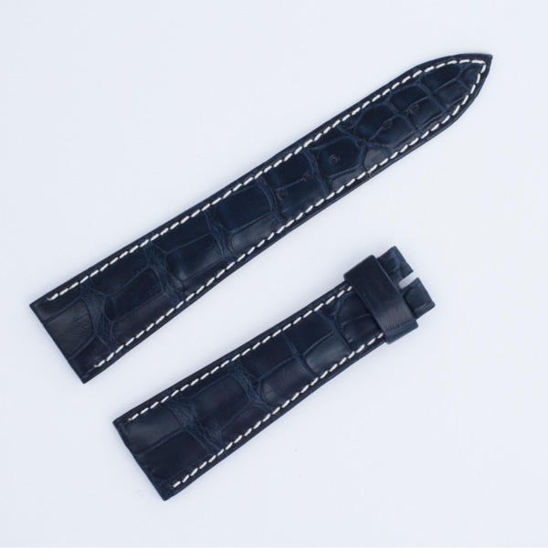 Breguet crocodile strap dark blue with white stitching (21x16mm) image 1