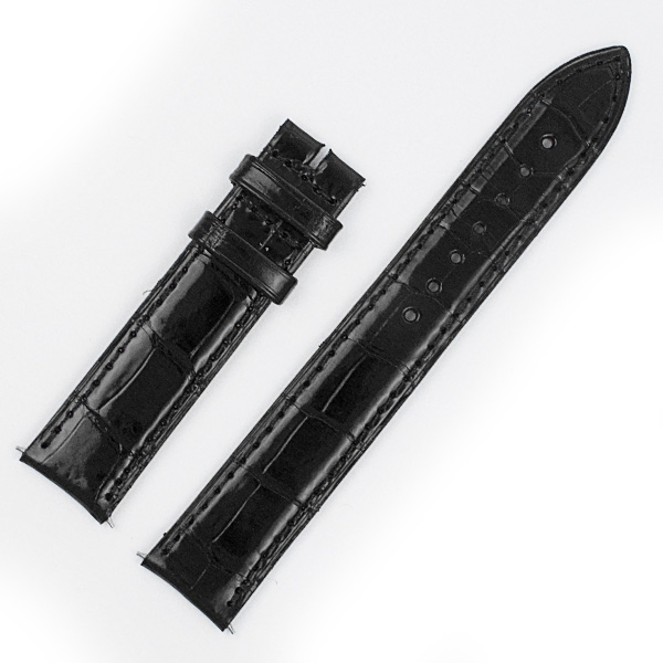 Jaeger LeCoultre shiny black curved lug alligator strap (17x16) image 1