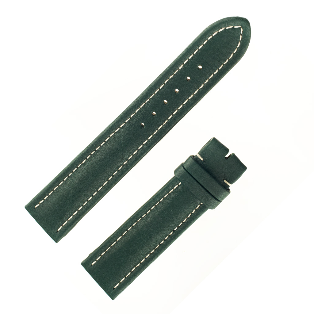 Breitling green leather strap with white stitching (20 x18) image 1