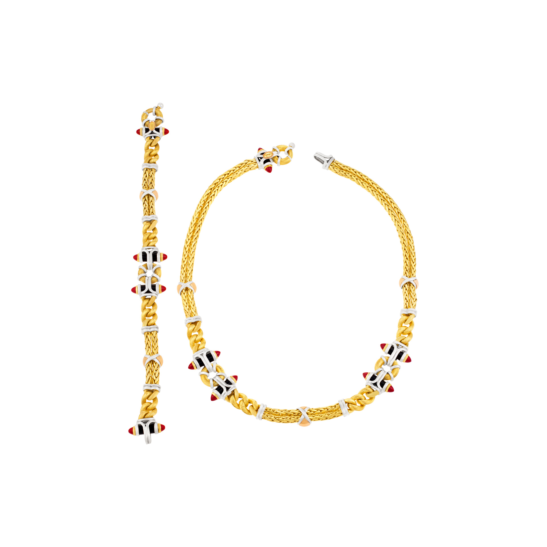 Fashionable 18k yellow gold necklace and bracelet set image 1