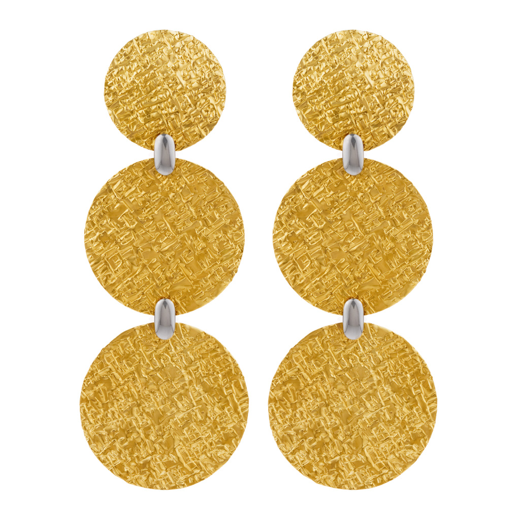 Ronco drop earring in 18k white & yellow gold image 1