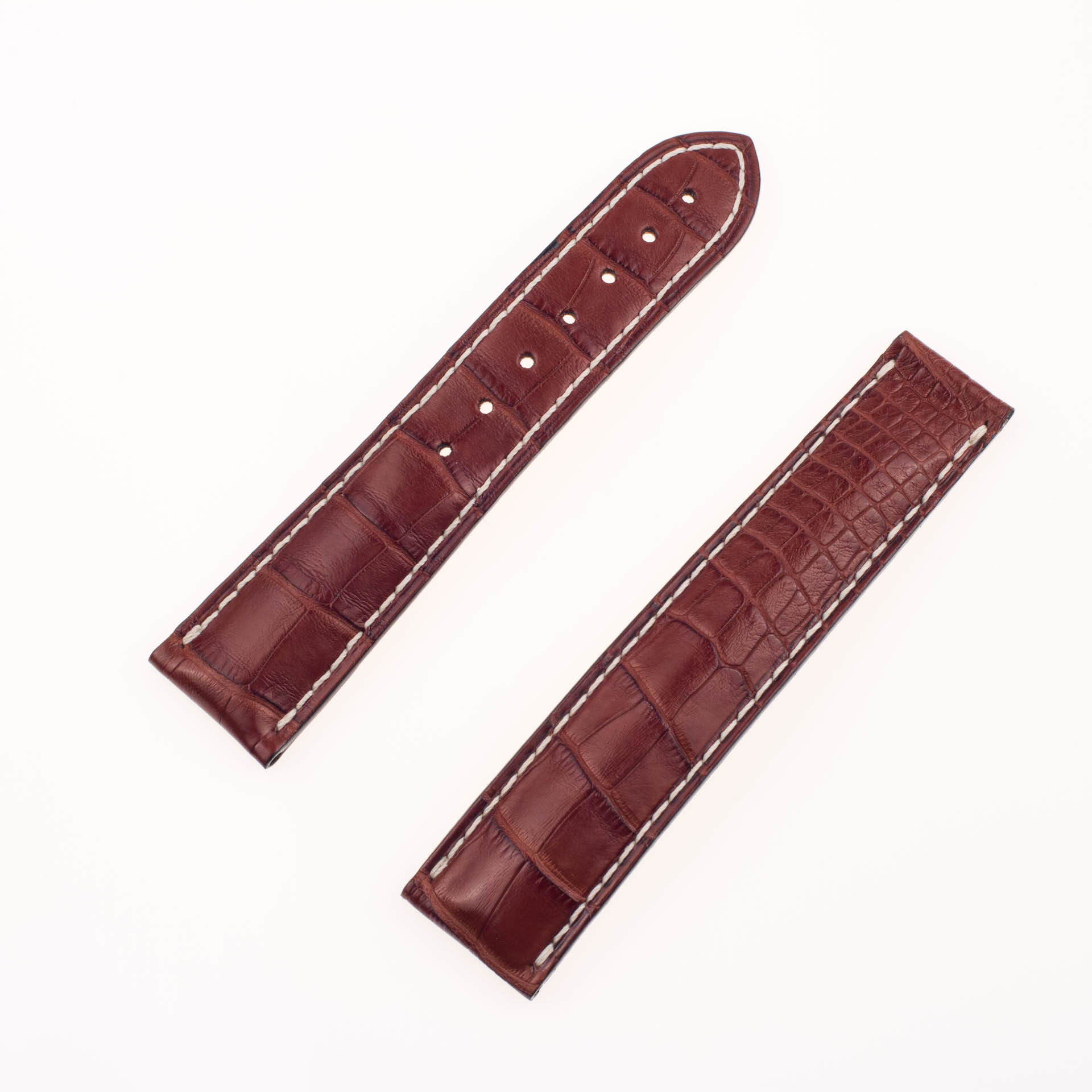 Omega brown with white stitching alligator strap (21x17) image 1