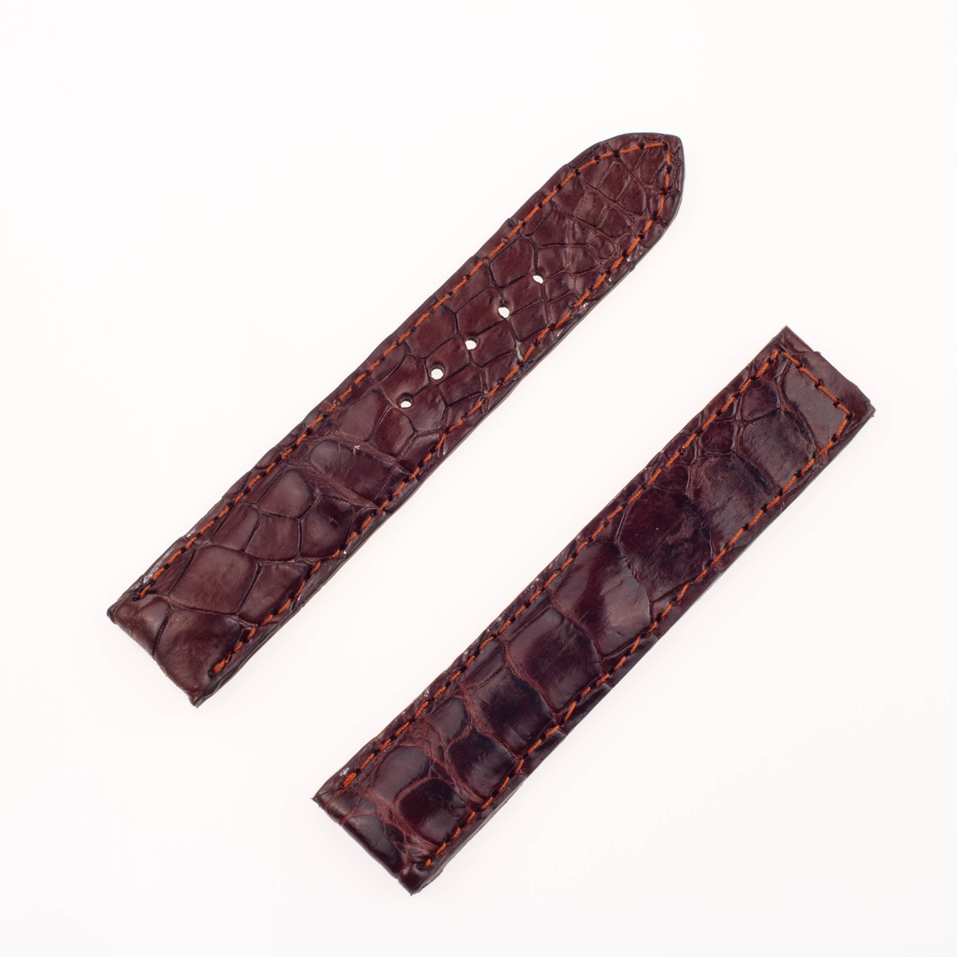 Brown with orange stitching crocodile strap (19x17.5) image 1