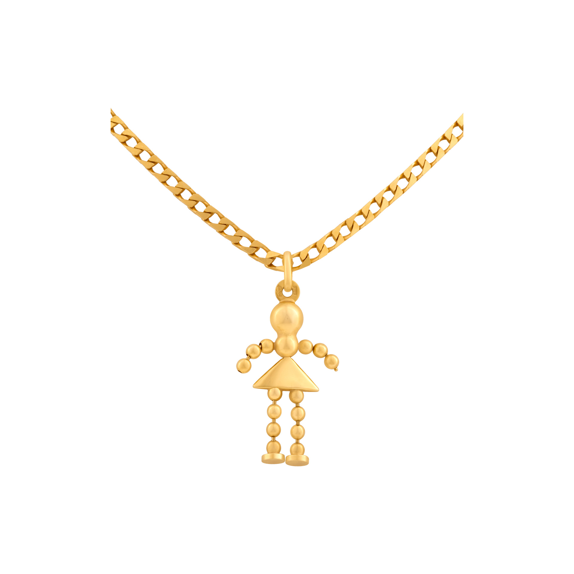 Necklace in 18K gold with cute girl moving pendant image 1