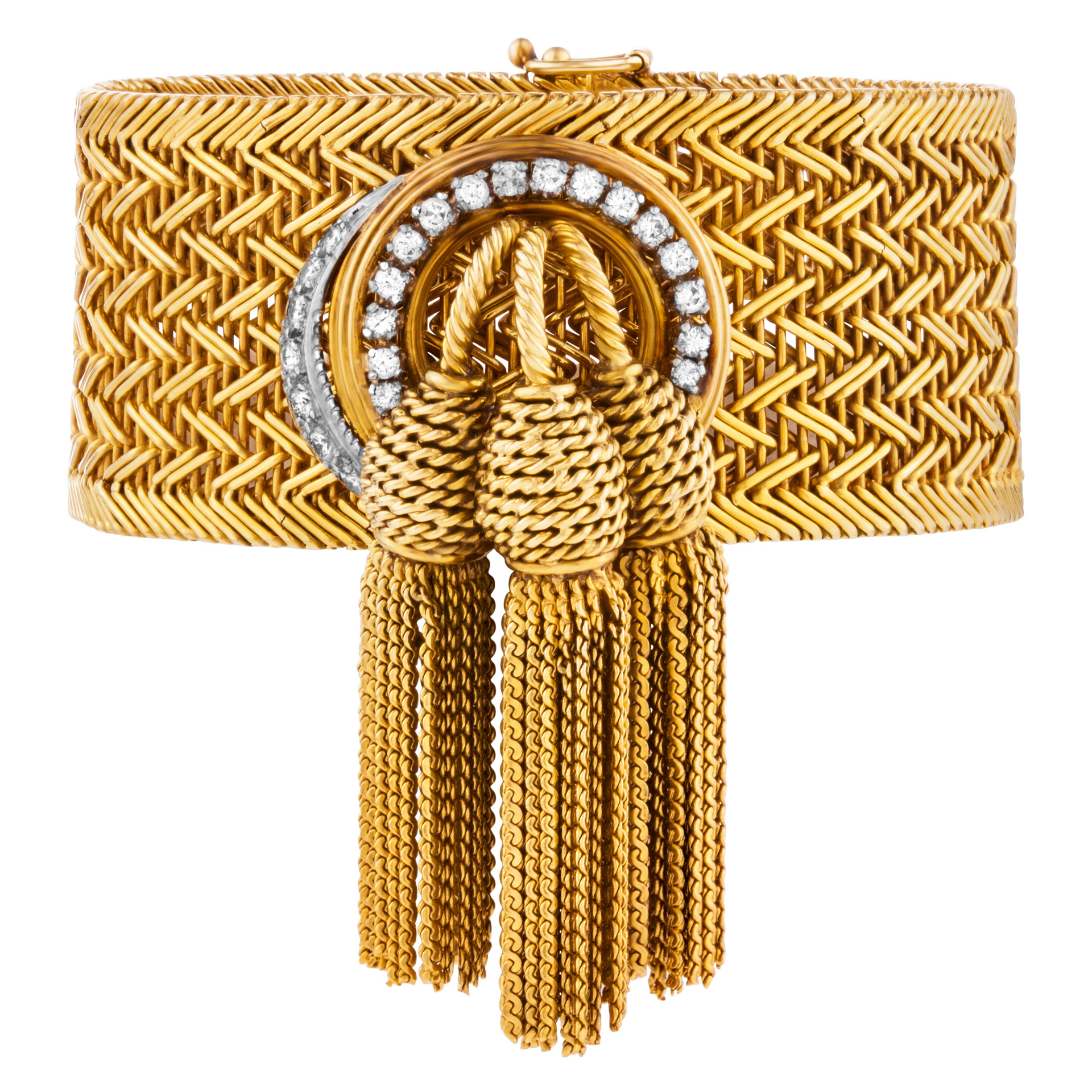 18k yellow gold diamond tassel bracelet image 1