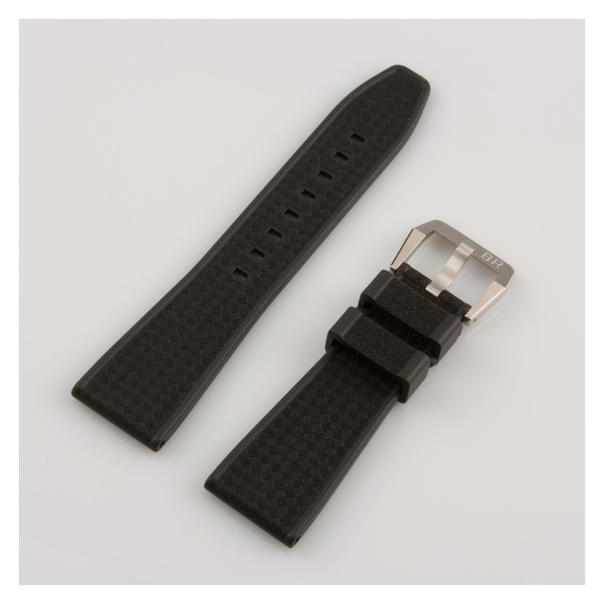 Bell & Ross black textured rubber band with stainless steel tang buckle (22x18) image 1