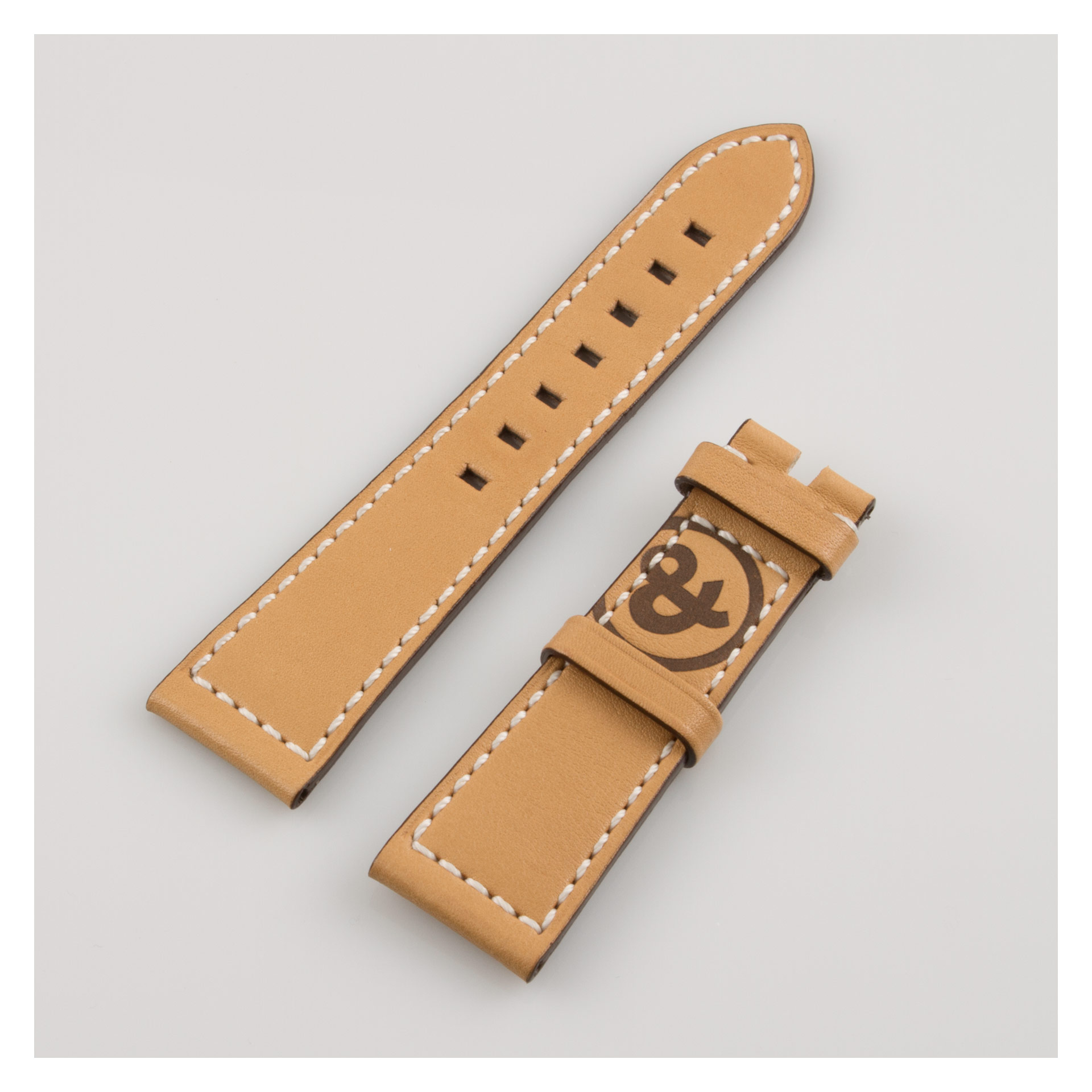 Bell & Ross camel / tan calfskin strap with contrast stitch & logo (22x18) image 1