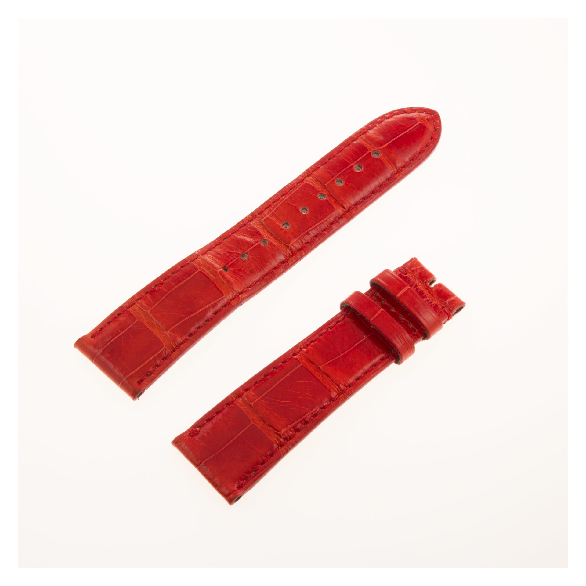 Piaget red alligator strap 21x17.  Length 3 inches short piece. 4.5 inches long piece. image 1