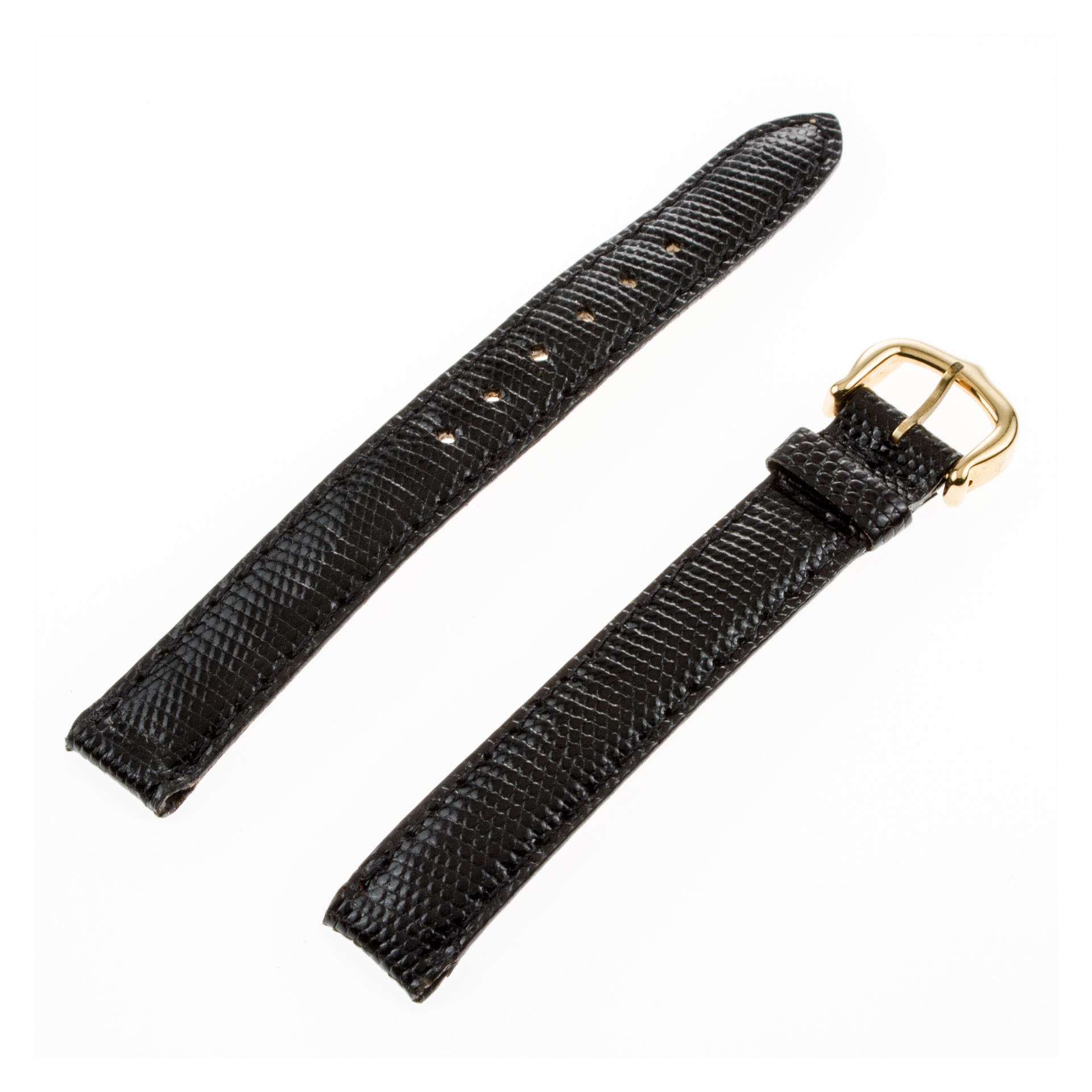 Cartier black lizard strap with tang buckle 11x11mm image 1