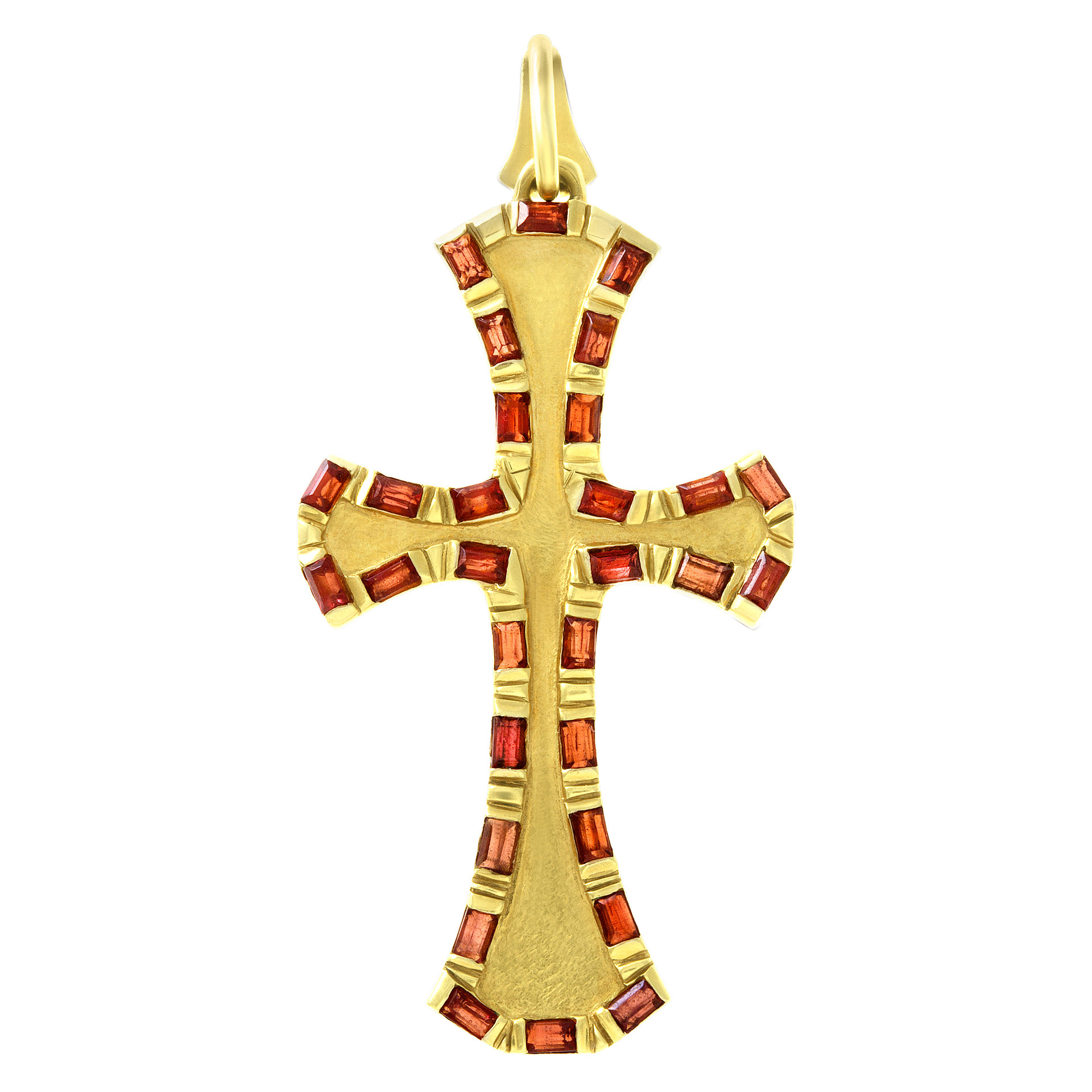 Large Christian ruby cross in 18k yellow gold. image 1