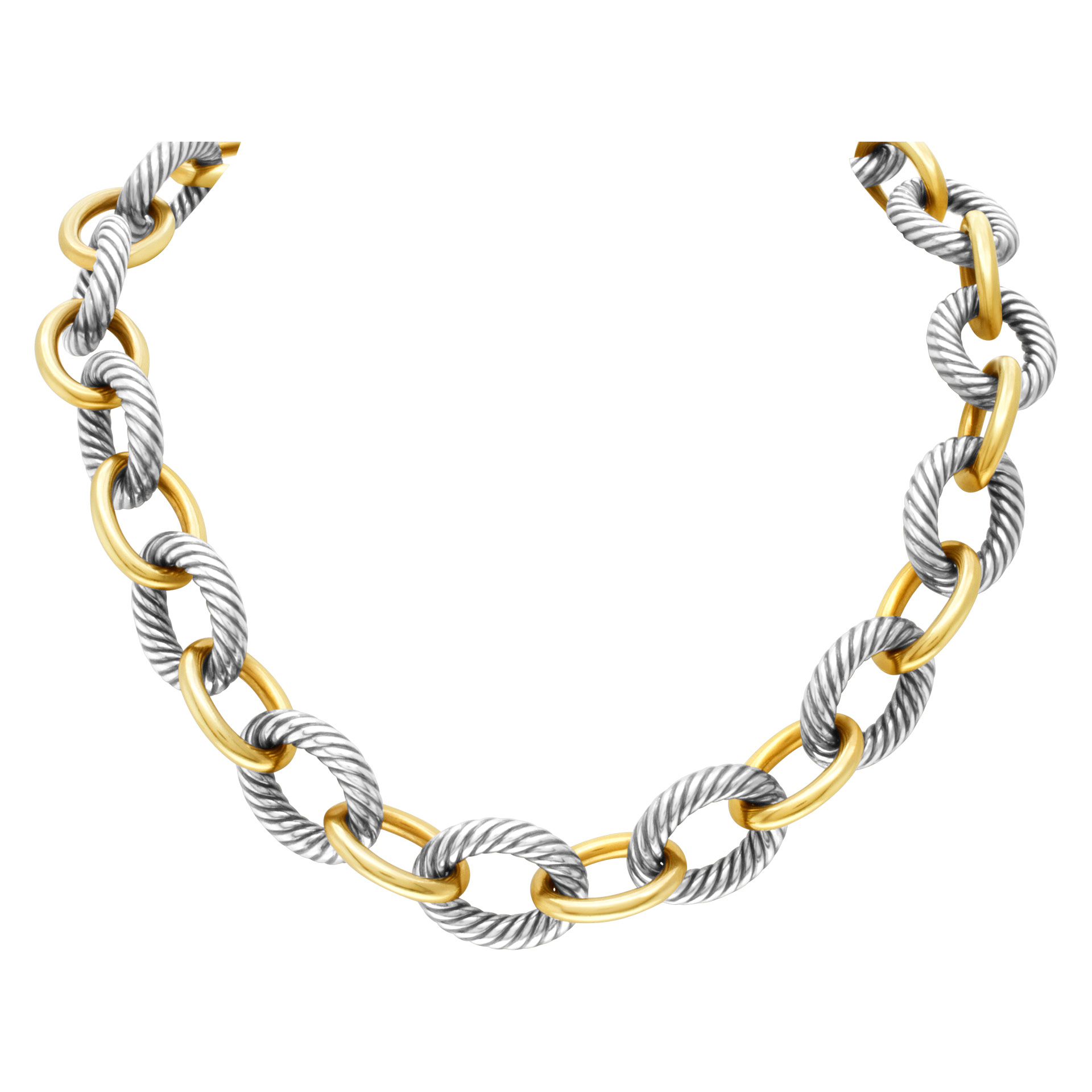David Yurman XL oval link necklace in 18k yellow gold & sterling silver. 16" long image 1