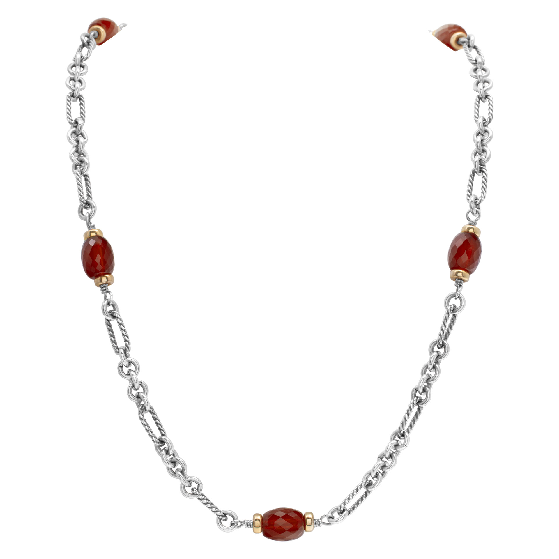 David Yurman figaro link carnelian bijoux necklace in 18k & sterling silver image 1