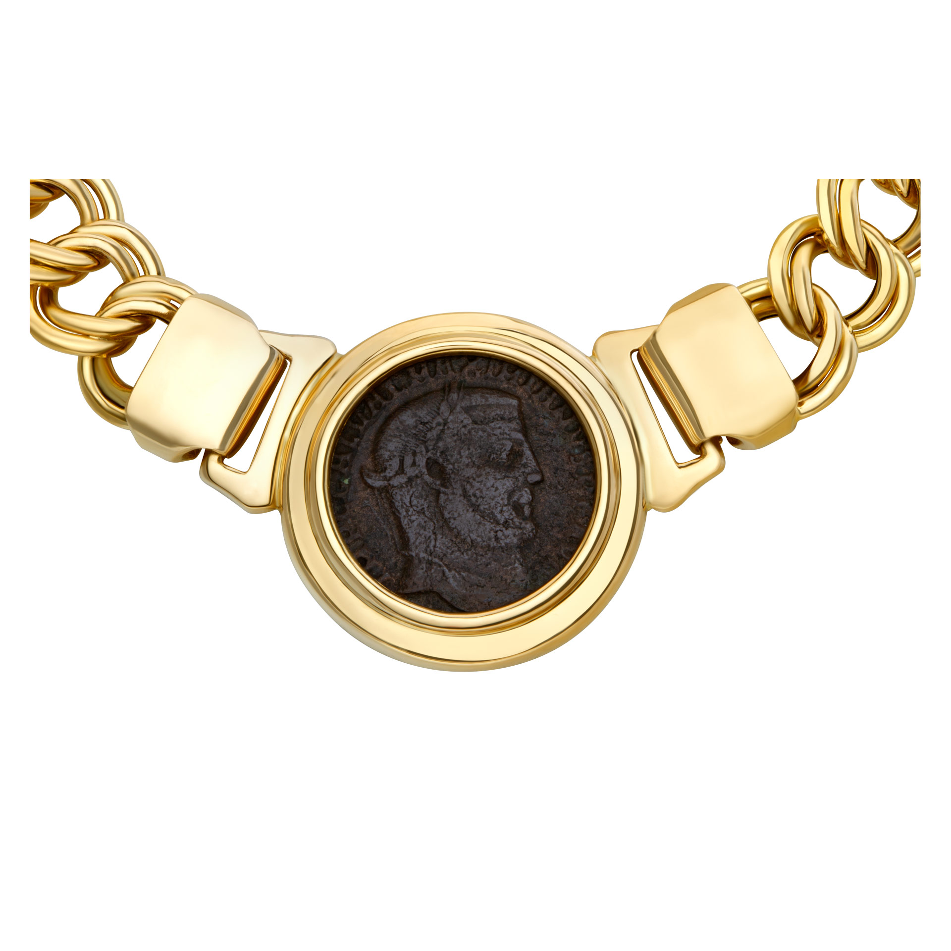 Ancient coin necklace on 18k chain image 1