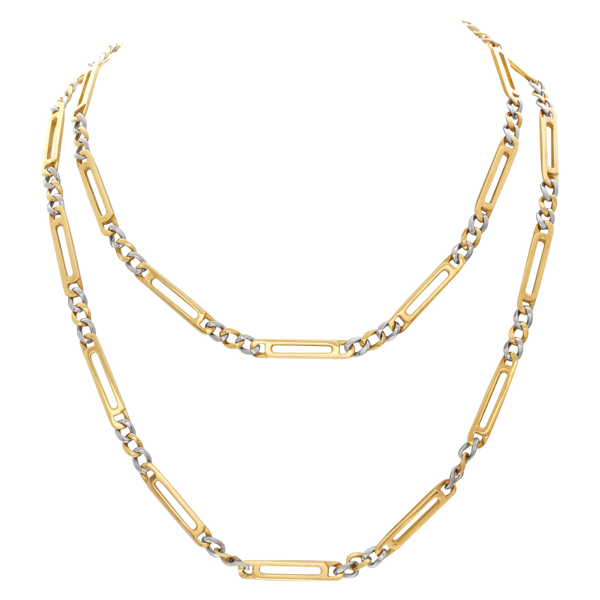 Unique Figaro link necklace in 18k. 36" length image 1