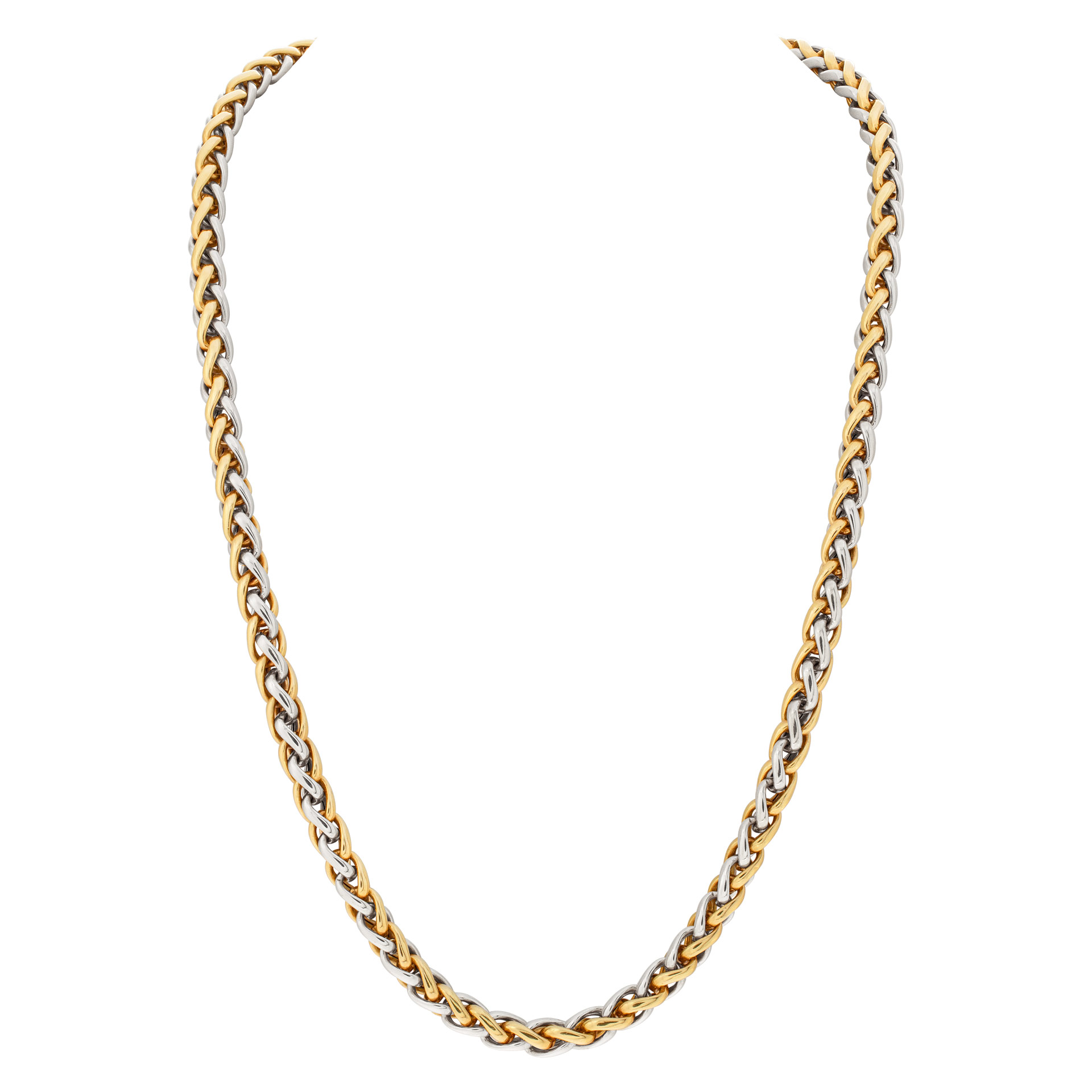 Long chain in 18k white and yellow gold image 1