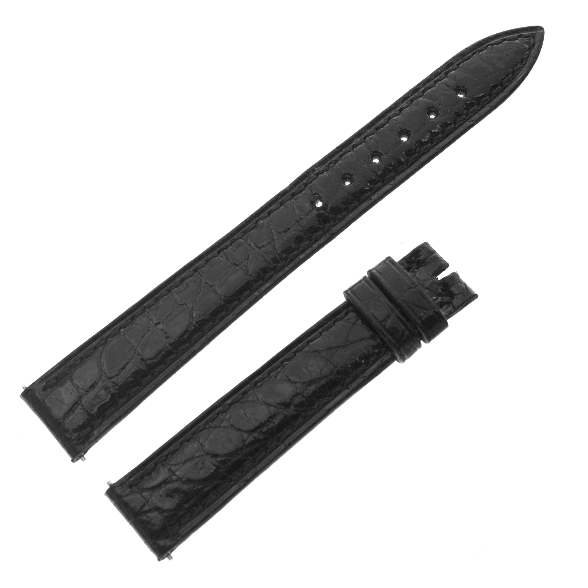 Franck Muller glossy black crocodile strap (14mm x 12mm). 4'' long end, 2.5'' short end image 1