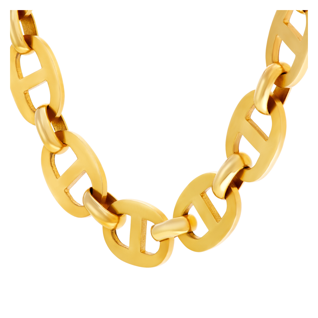 Nautical flat link chain in 18k image 1