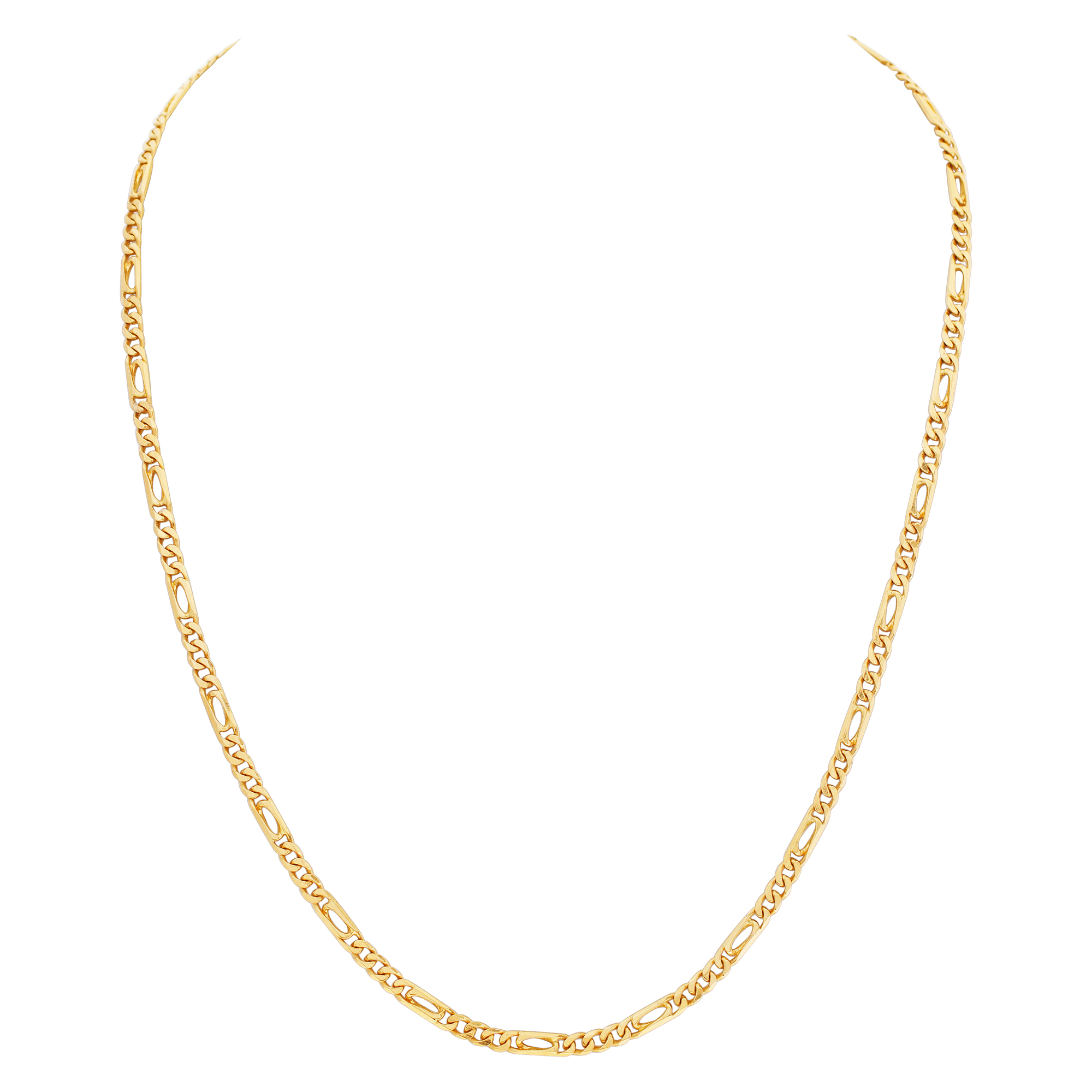 Figaro link chain in 18k yellow gold- 21.5 inches image 1