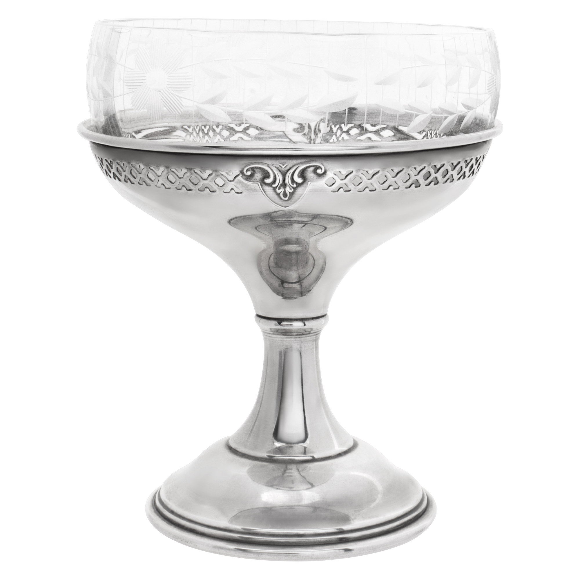 12 crystal coupes in sterling silver foot. image 1