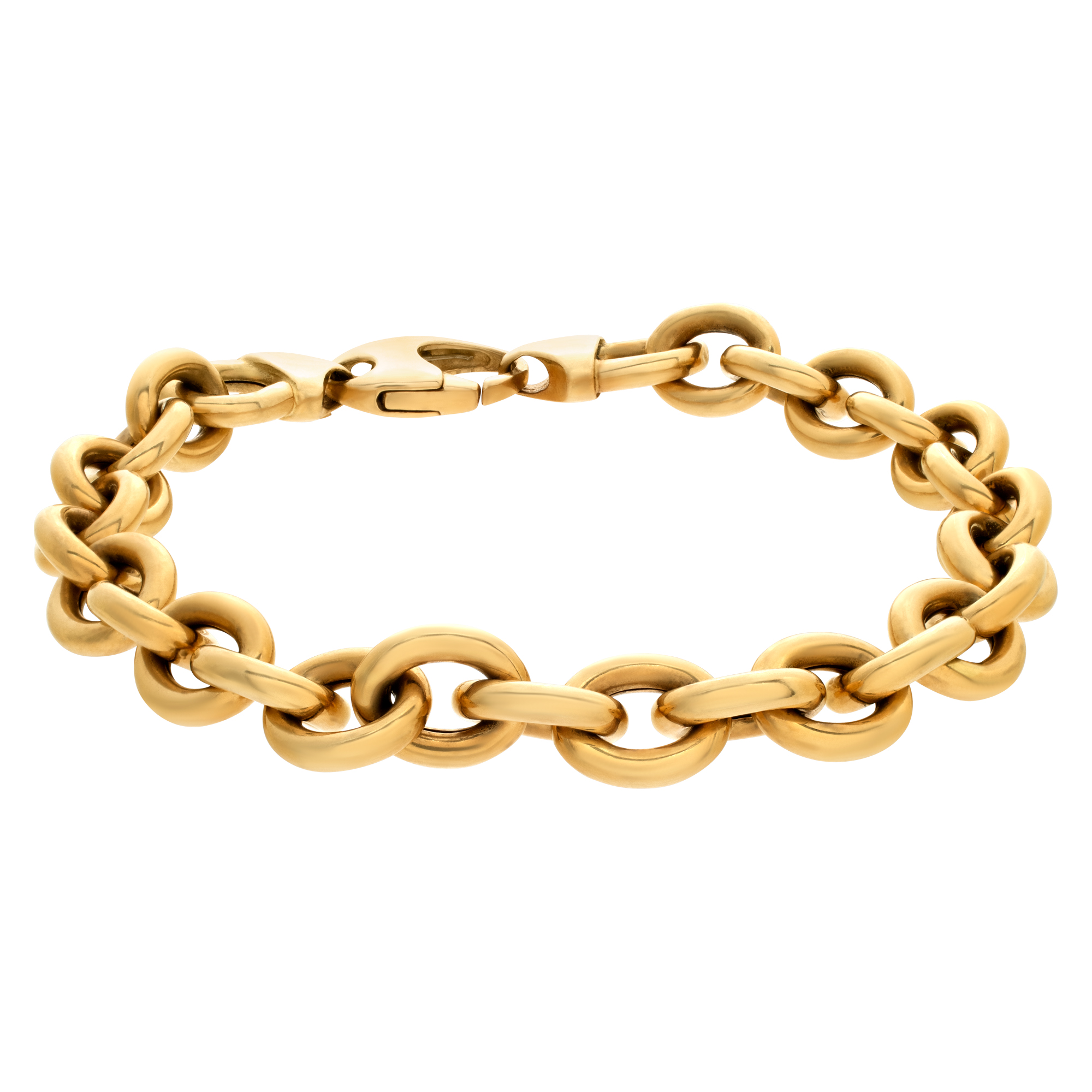 Oval link chain bracelet in 18k yellow gold. Length 8'', width 9mm. image 1