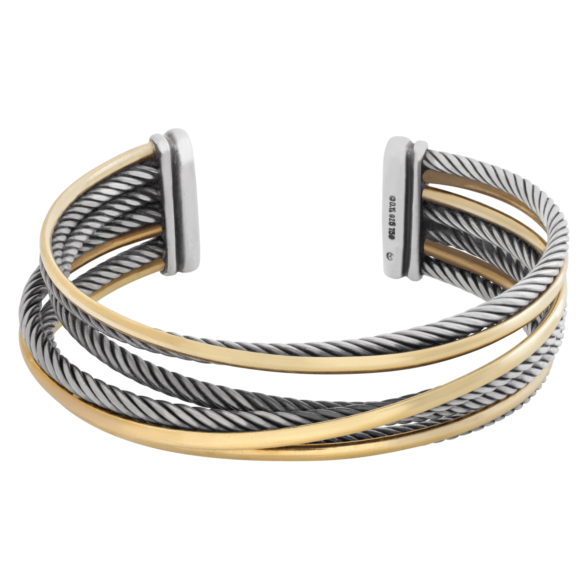 David Yurman Double Row Crossover Cuff 18k yellow gold and sterling silver image 1