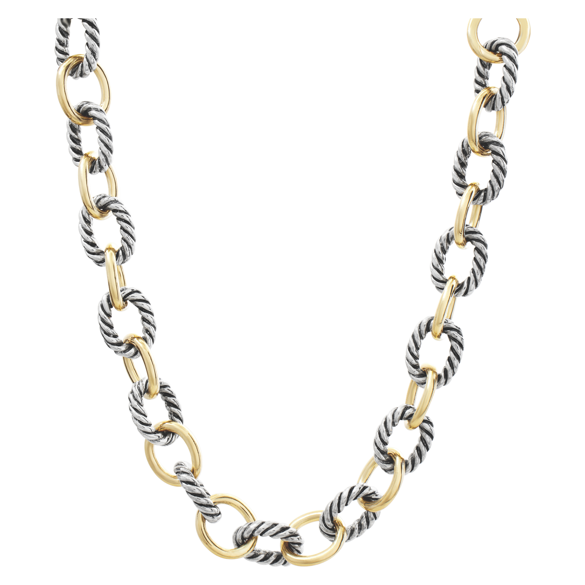 David Yurman 18k And Sterling Silver Link Necklace image 1