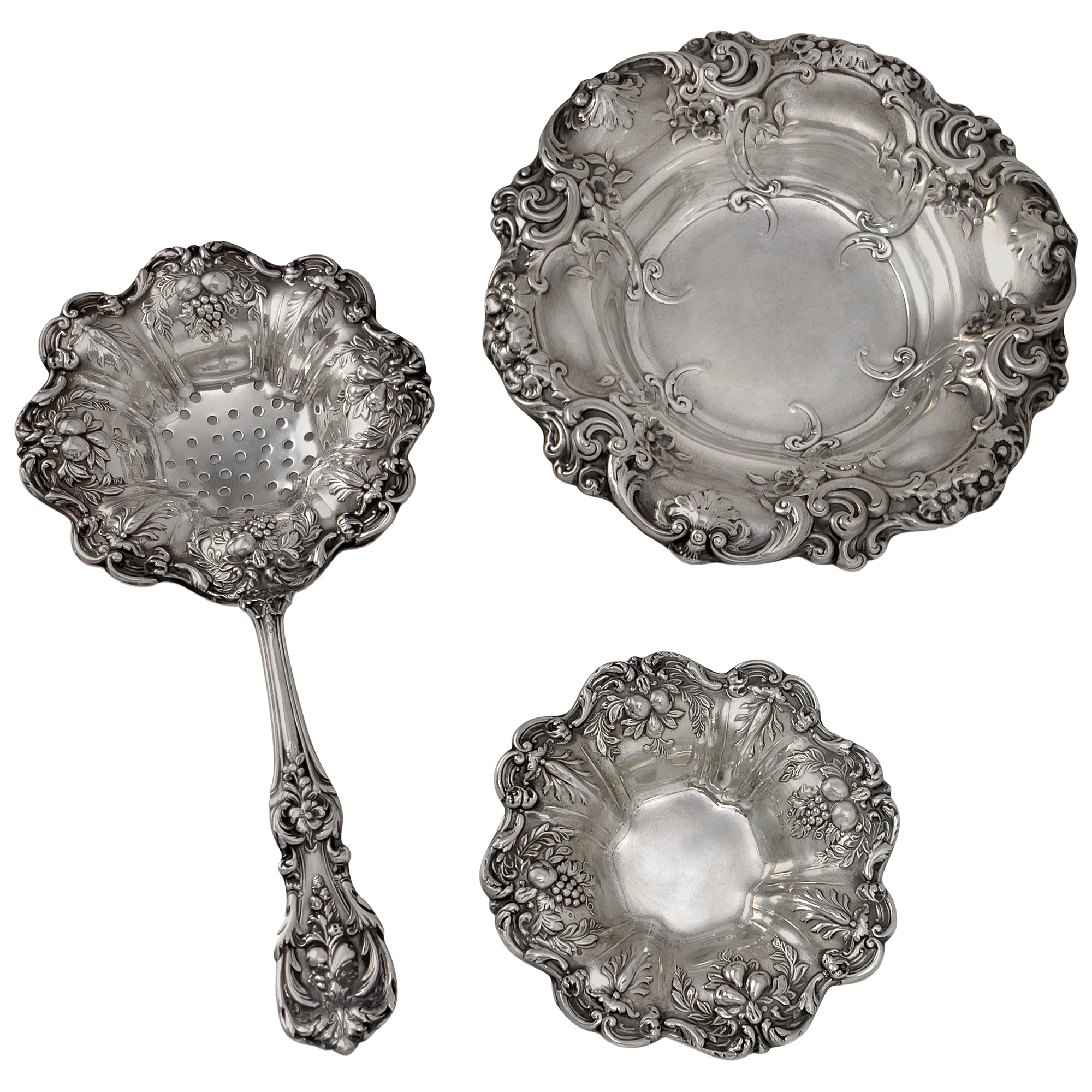 Francis the First tea strainer, Francis the first nut dish, and  Hanover By Gorham image 1