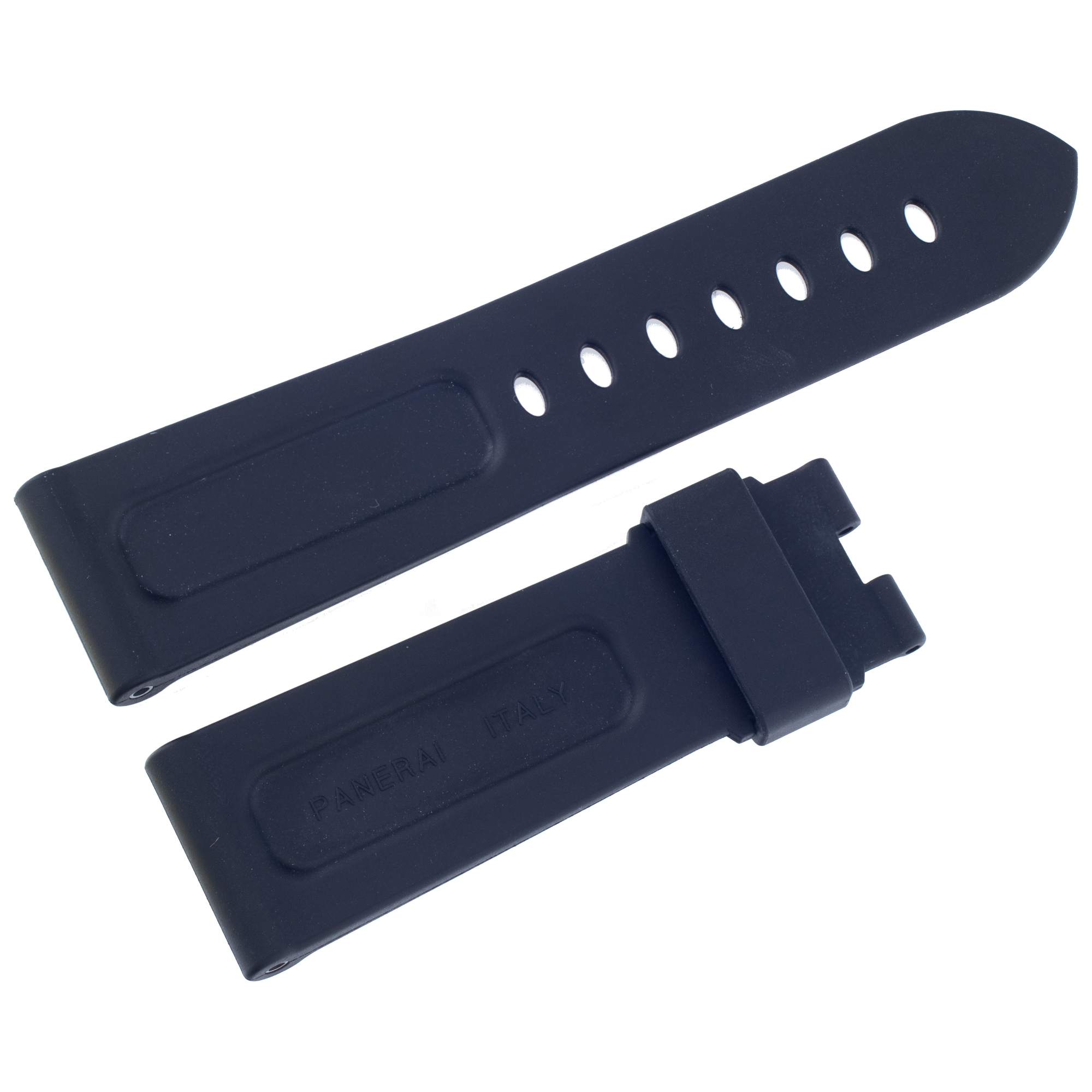 Panerai black rubber watch band (24 x 21). 24mm width by the lug end and 21 mm width by the buckle end. Length: 4.1/2" long piece and 2.75" short piece. image 1
