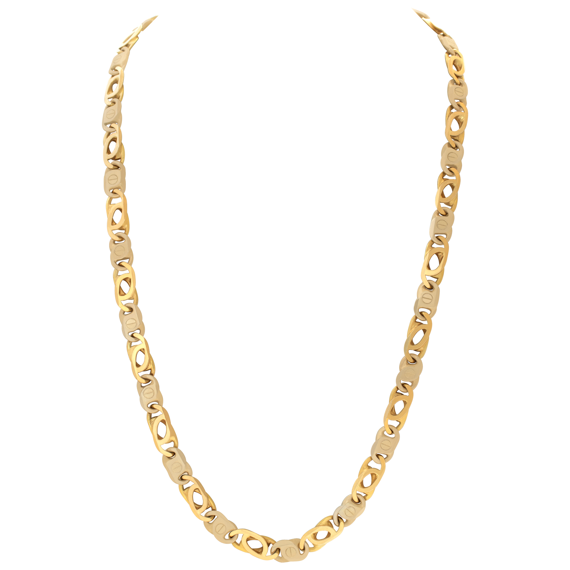 Heavy 18k gold chain with unique link designs image 1