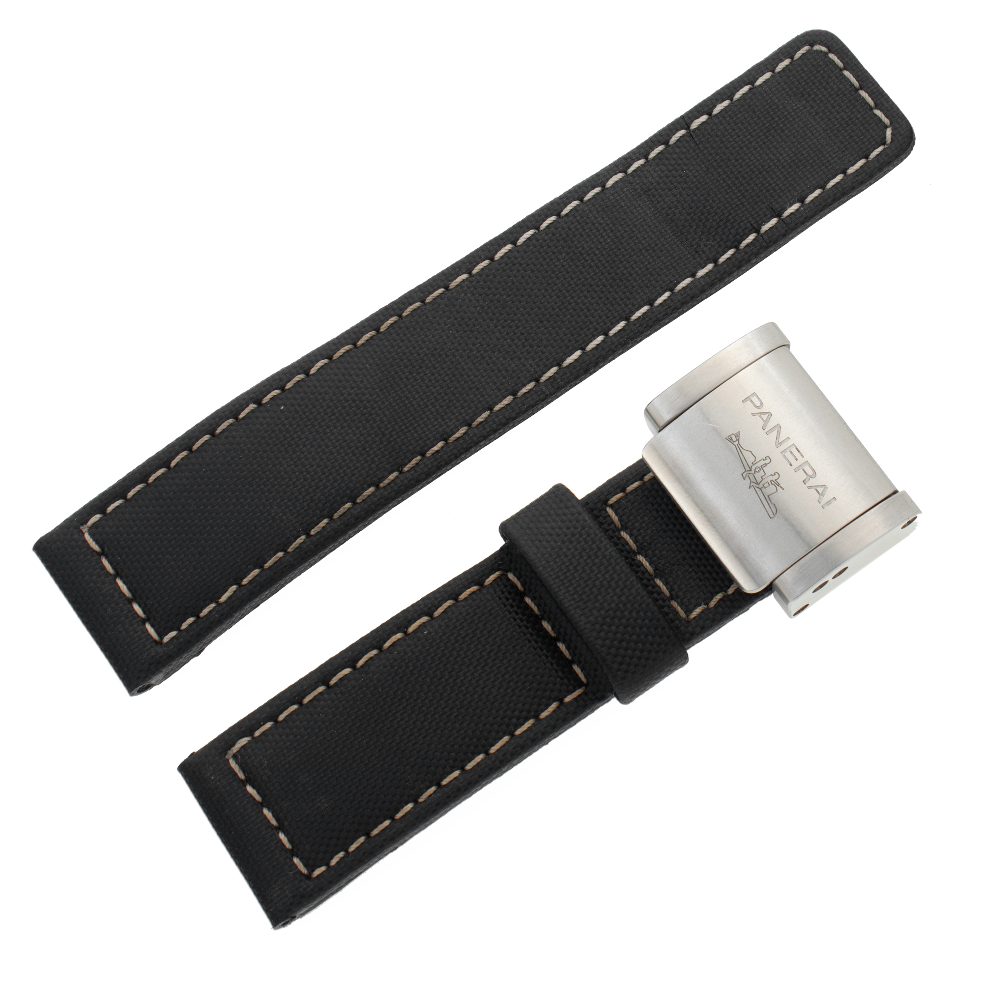 Gently worn Panerai fabric strap with stainless steel Panerai clasp buckle image 1