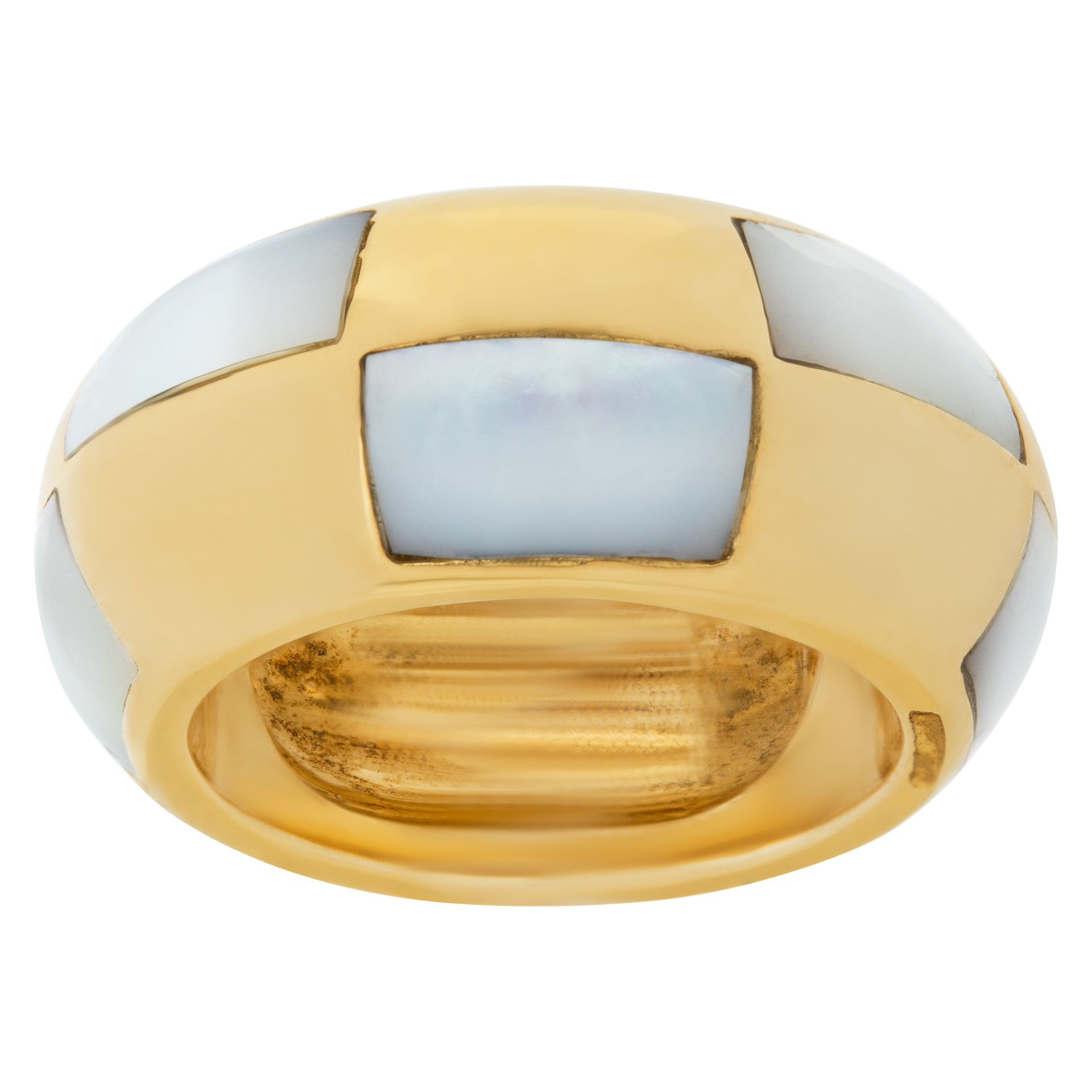 Mauboussin ring in 18k yellow gold with inlaid mother of pearl. Size 5.25 image 1