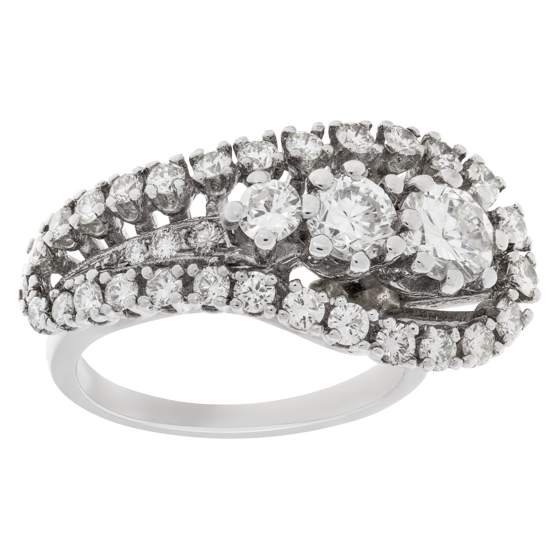 Beautiful swirl diamond ring in 14k white gold. 2.00 carats in white clean diamonds image 1