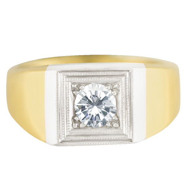 Square top ring in 14k with app. 0.33 ct round diamond center image 1