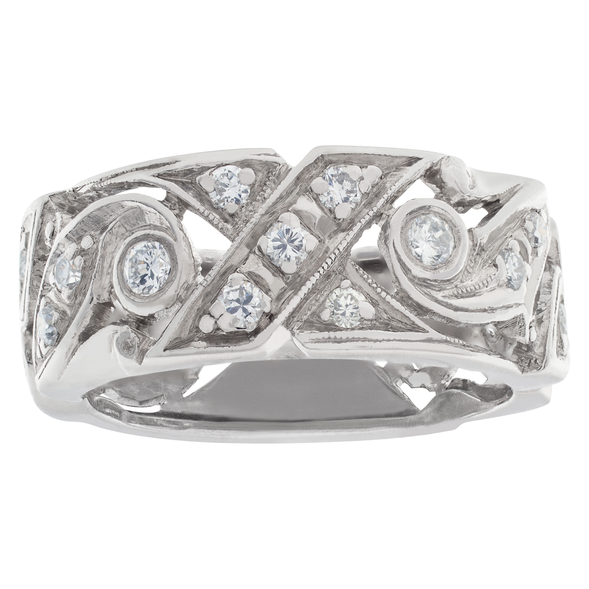 Magical x-design pavé diamond ring in 14k white gold. 0.50 carats. Size 5.5 image 1