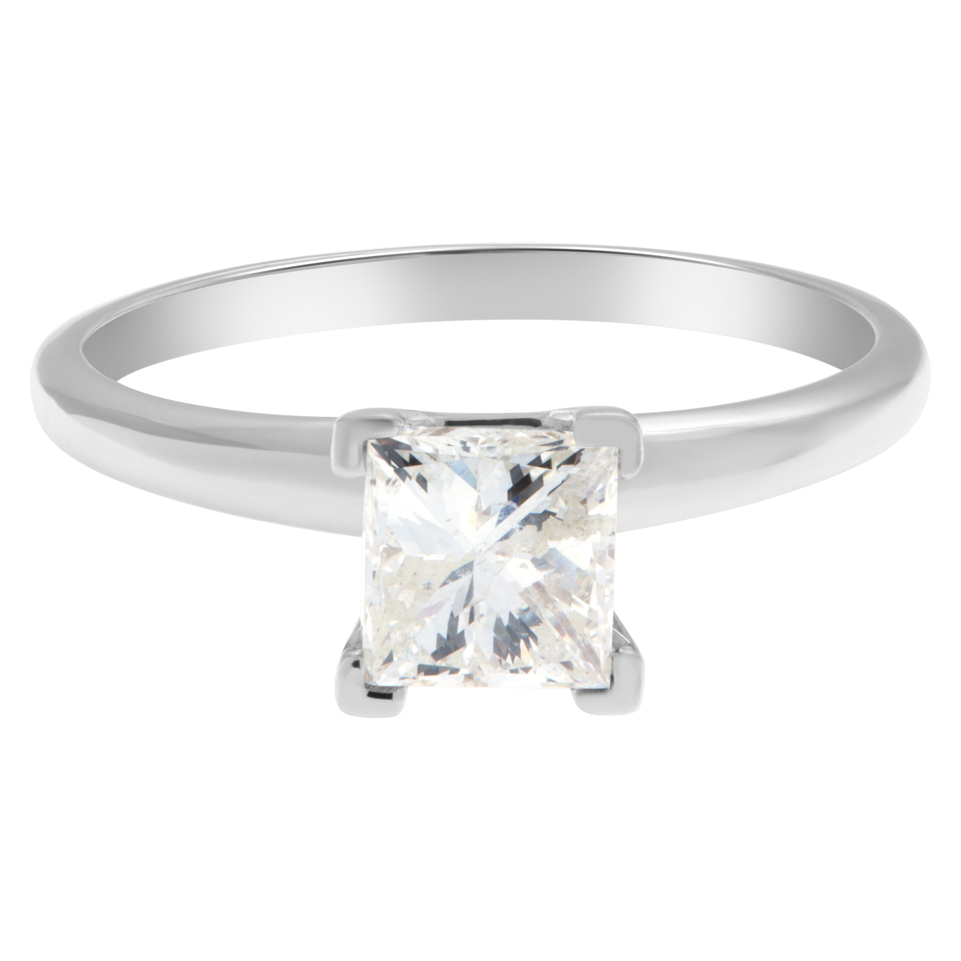 Princess cut 0.98 carat diamond ring set in 14k white gold image 1