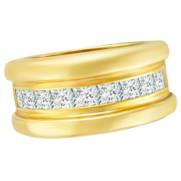 Princess cut diamond ring in heavy 18k setting, app 1 ct image 1