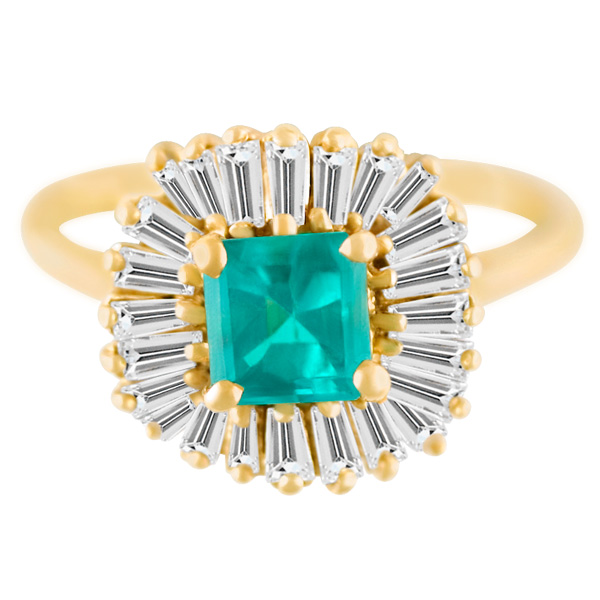 Emerald & diamond ring in 14K gold image 1